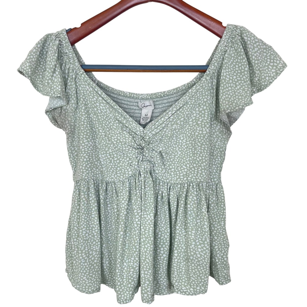 Y2k 90s Womens Top Sz M Babydoll Cottage Coquette Fairy Ruffle Peplum Milkmaid
